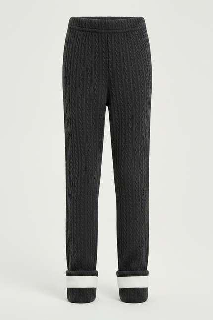 Pantalon Gris Tressé Élastique Chaud Enfant Fille - Maille - vue 3