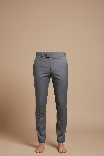 Pantalon Gris Ajusté Élégant Décontracté Homme - Laine - vue 3