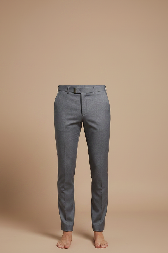 Pantalon Gris Ajusté Élégant Décontracté Homme - Laine - vue 3