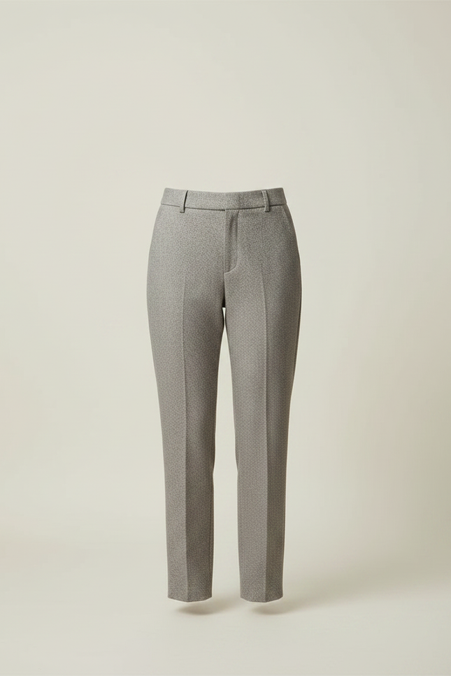 Pantalon Gris Élégant Droit Texturé Femme Habillé - Tweed - vue 3