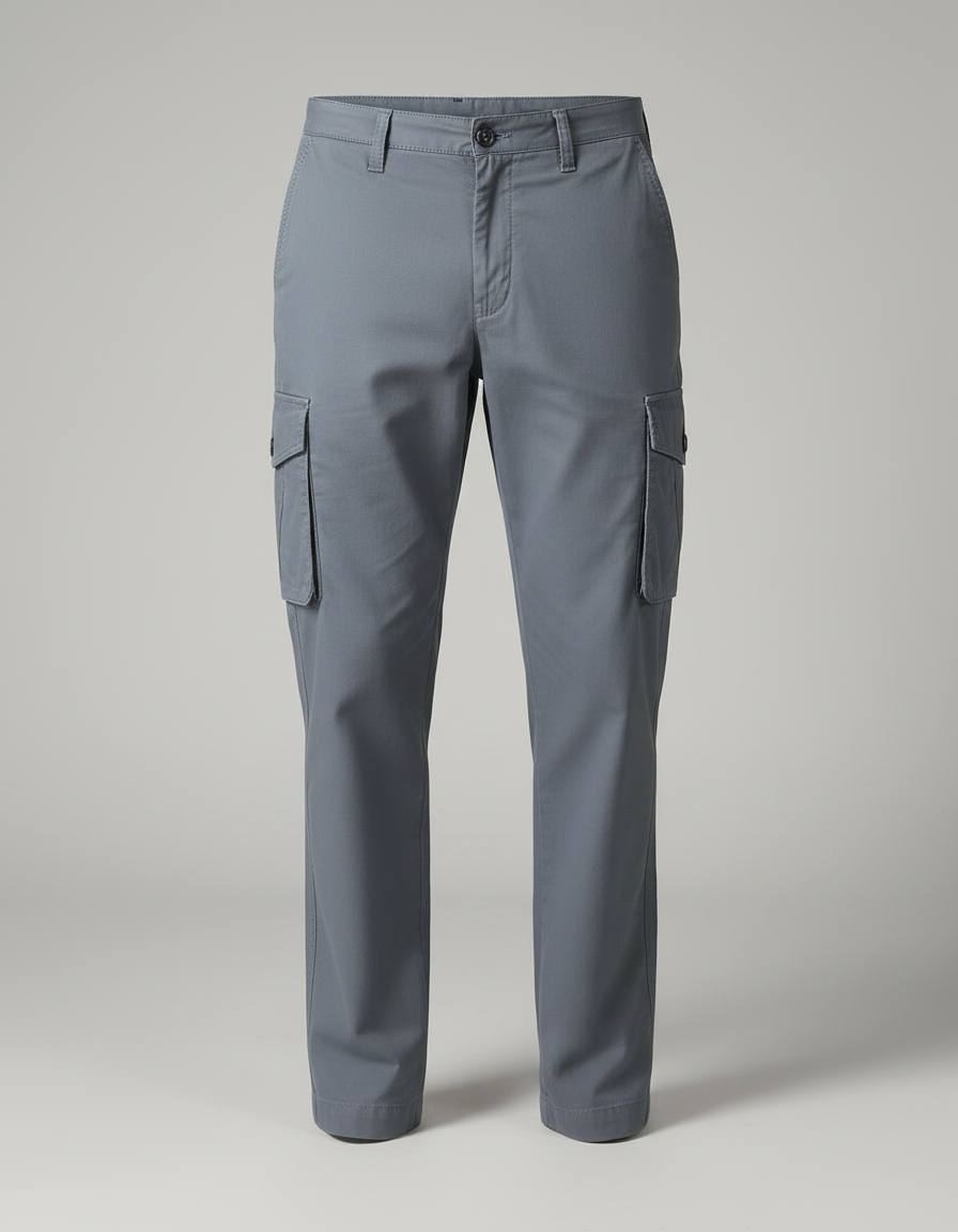 Pantalon Gris Cargo Coton Droit Homme Décontracté - Gabardine - vue 2