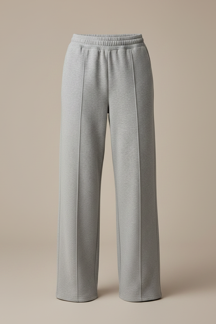 Pantalon Gris Large Molletonné Décontracté Confortable Femme - vue 3