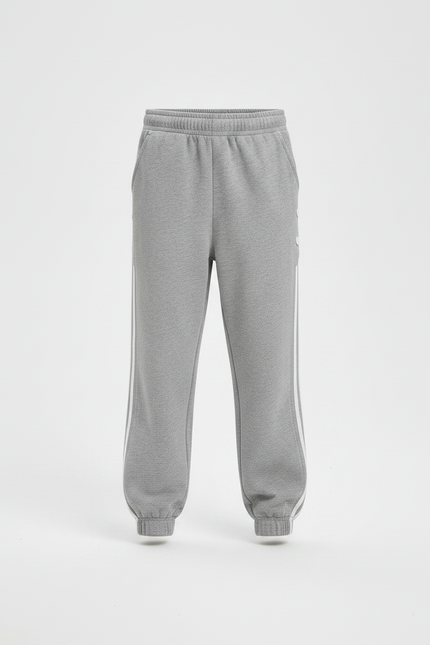 Pantalon Gris Molletonné Décontracté Enfant Rayures Blanches - vue 3