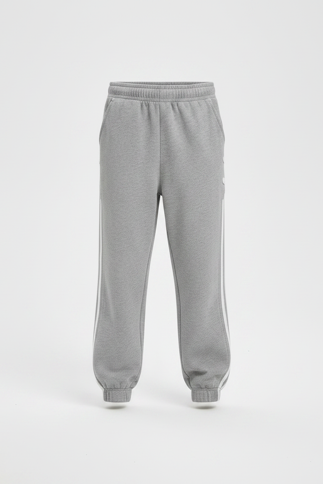 Pantalon Gris Molletonné Décontracté Enfant Rayures Blanches - vue 3