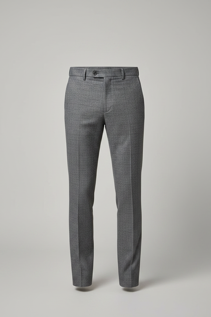 Pantalon Gris Slim Carreaux Discrets Habillé Homme - Laine - vue 3