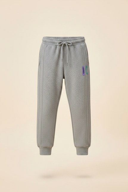 Pantalon Gris Molletonné Coton Rayures Décontracté Enfant - vue 3