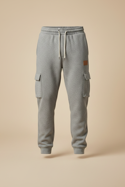 Pantalon Gris Cargo Molletonné Ample Homme Décontracté - vue 3