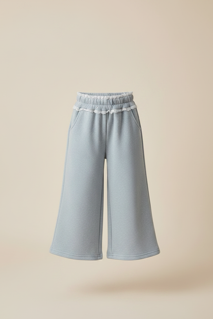 Pantalon Gris Ample Décontracté Dentelle Fille - Molleton - vue 3