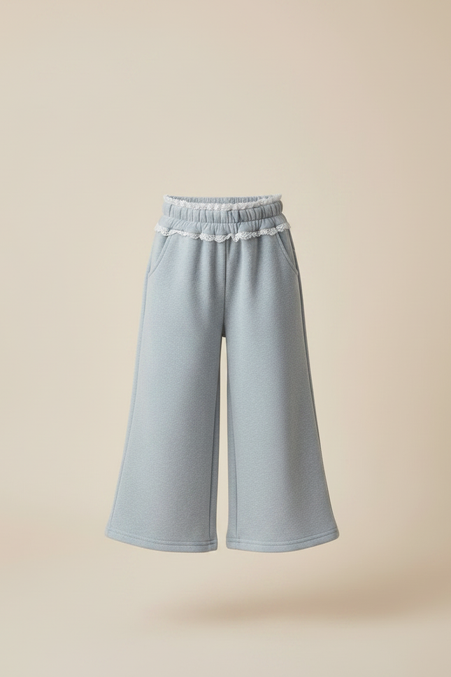 Pantalon Gris Ample Décontracté Dentelle Fille - Molleton - vue 3