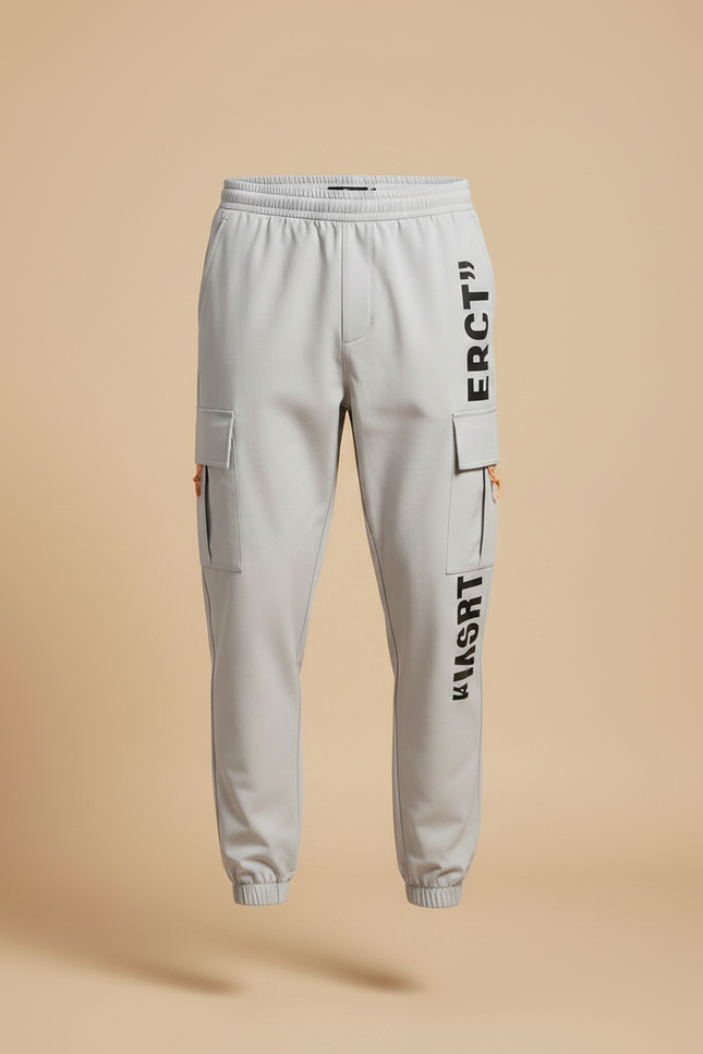 Pantalon Gris Cargo Décontracté Cordon Sportif Homme - Polyester - vue 3