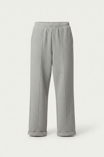 Pantalon Gris Large Molletonné Confortable Femme - vue 3