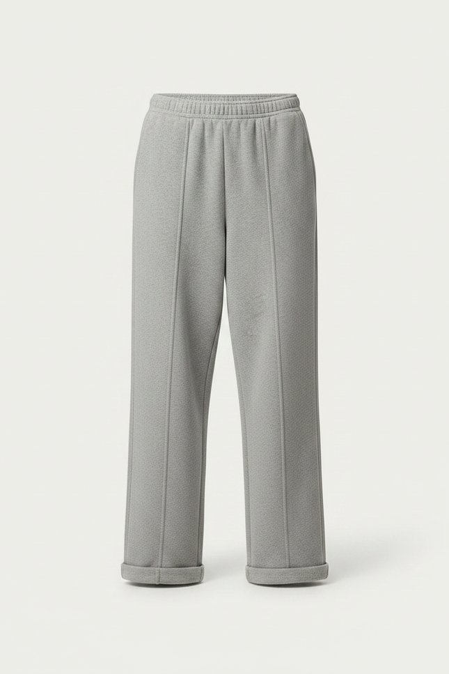 Pantalon Gris Large Molletonné Confortable Femme - vue 3