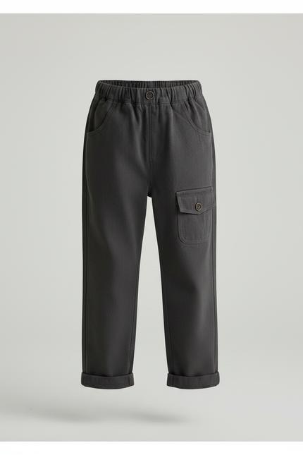 Pantalon Gris Cargo Ample Enfant Coton - Molleton - vue 3