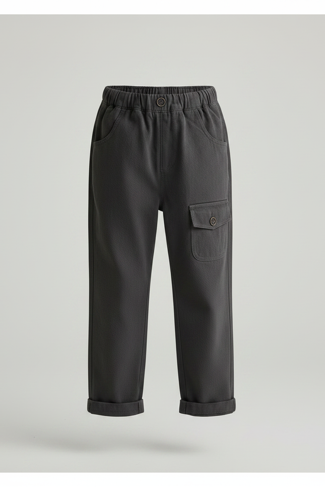 Pantalon Gris Cargo Ample Enfant Coton - Molleton - vue 3