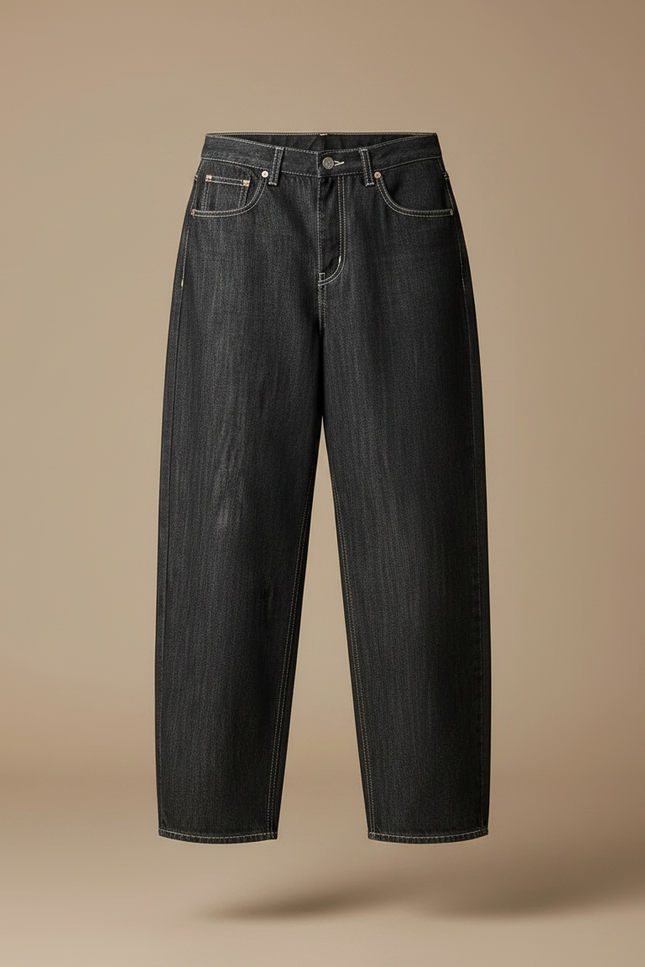 Pantalon Gris Jean Large Ample Femme Y2K - vue 3