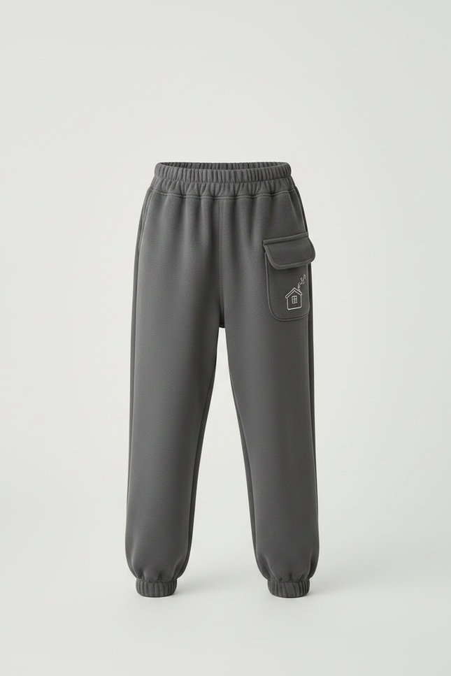 Pantalon Gris Molletonné Ample Confortable Enfant Maison - vue 3