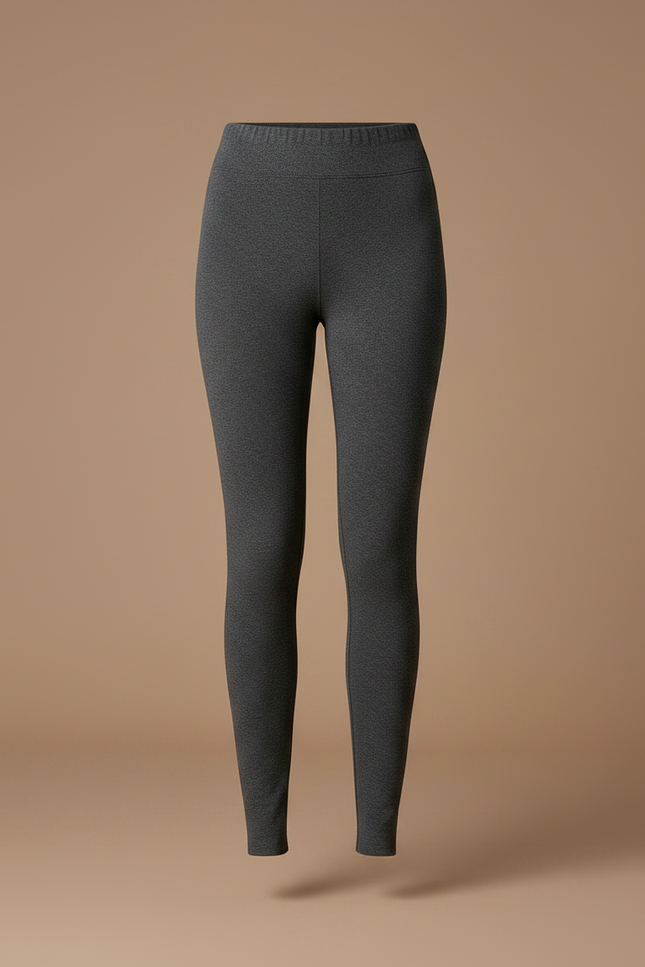 Pantalon Gris Moulant Chaud Hiver Femme - Maille - vue 3