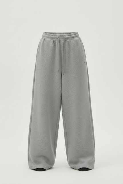 Pantalon Gris Ample Décontracté Coton Molletonné Femme - vue 3