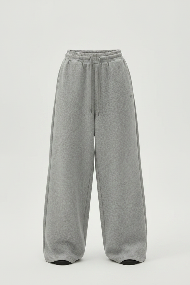 Pantalon Gris Ample Décontracté Coton Molletonné Femme - vue 3