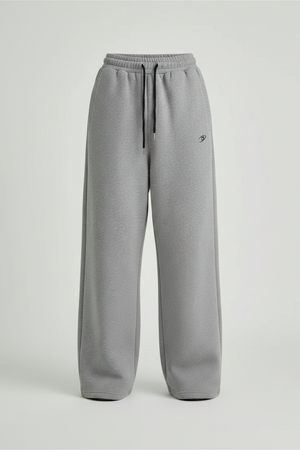Pantalon Gris Ample Décontracté Molletonné Brodé - vue 3