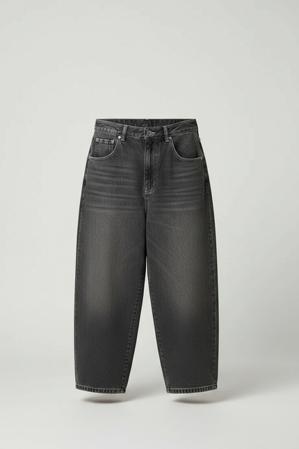 Pantalon Gris Baggy Denim Large Décontracté Ample - Jean - vue 3