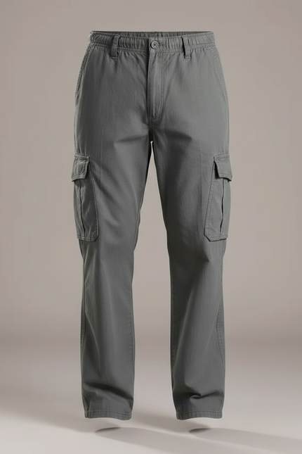 Pantalon Gris Cargo Coton Ample Décontracté Homme - vue 3