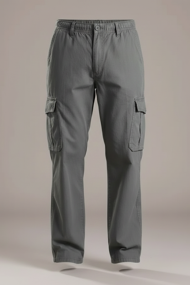 Pantalon Gris Cargo Coton Ample Décontracté Homme - vue 3