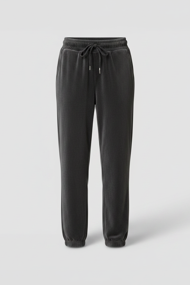 Pantalon Gris Velours Ample Décontracté Sport Femme - vue 3