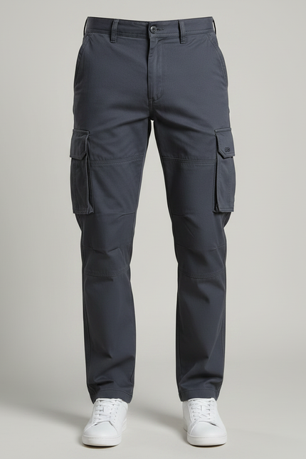 Pantalon Gris Cargo Homme Coton Droit Tactique - vue 3