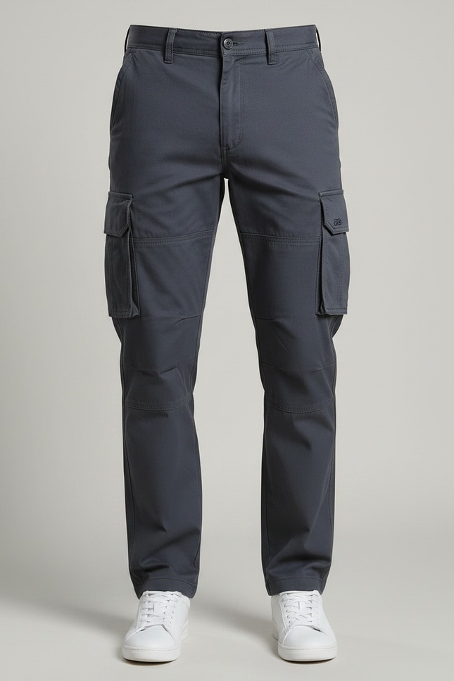 Pantalon Gris Cargo Homme Coton Droit Tactique - vue 3