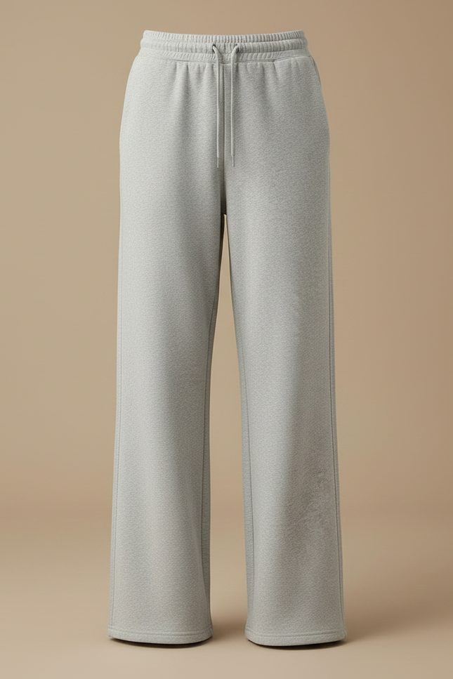 Pantalon Gris Large Coton Décontracté Droit Fluide - Molleton - vue 3