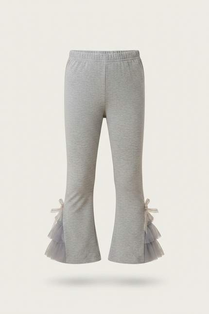 Pantalon Gris Évasé Tulle Nœuds Fille Enfant - Molleton - vue 3