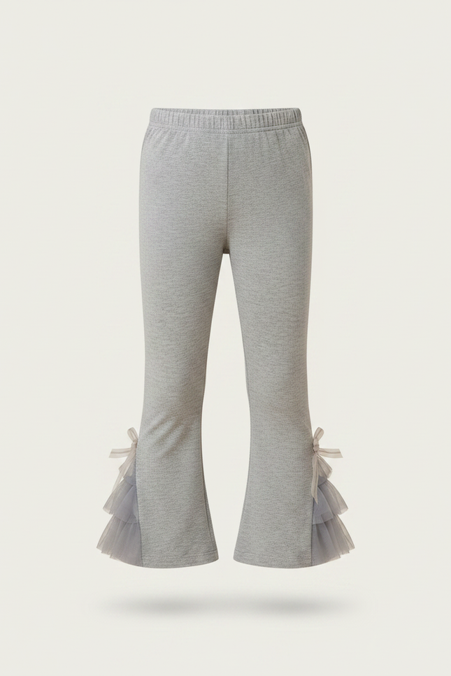 Pantalon Gris Évasé Tulle Nœuds Fille Enfant - Molleton - vue 3