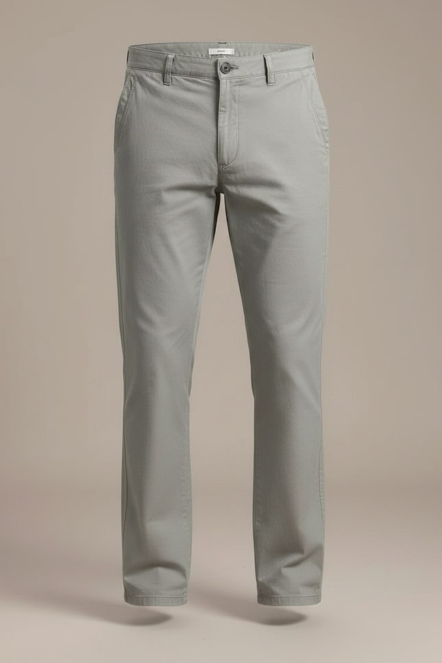 Pantalon Gris Coton Droit Décontracté Homme Moderne - vue 3