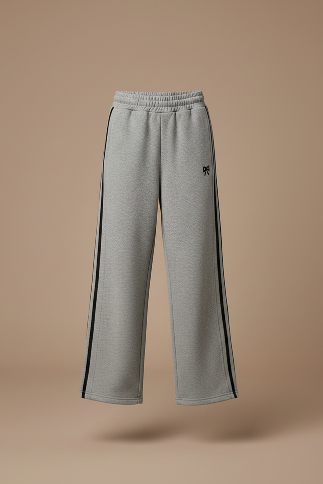 Pantalon Gris Large Molletonné Décontracté Enfant Rayures - vue 3