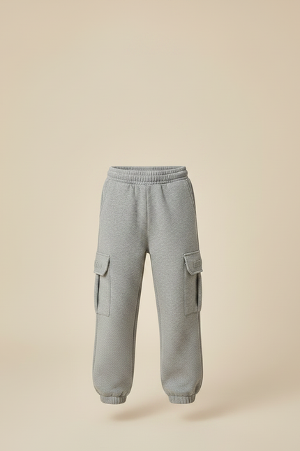 Pantalon Gris Cargo Molletonné Ample Confortable Enfant - vue 3
