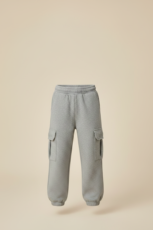 Pantalon Gris Cargo Molletonné Ample Confortable Enfant - vue 3