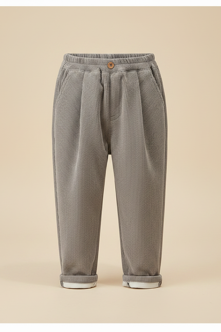 Pantalon Gris Côtelé Hiver Chaud Enfant - Cordé - vue 3