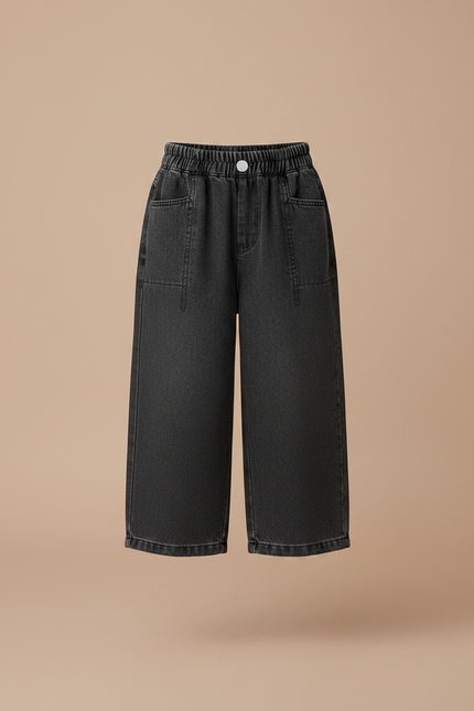 Pantalon Gris Denim Ample Décontracté Enfant - Jean - vue 3