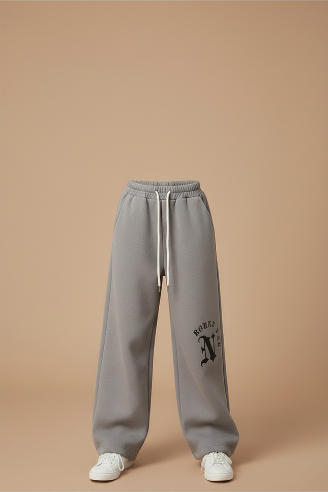 Pantalon Gris Large Décontracté Imprimé Enfant Fille - Molleton - vue 3