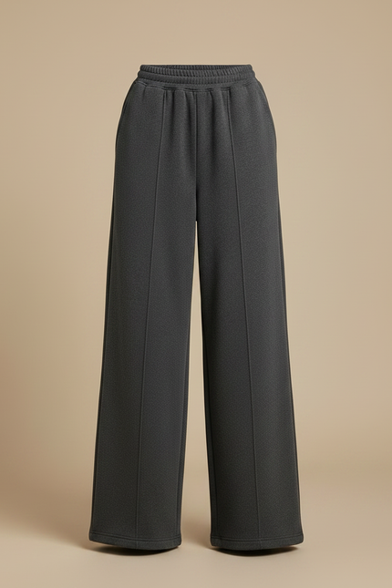Pantalon Gris Ample Décontracté Molletonné Femmes Larges - vue 3