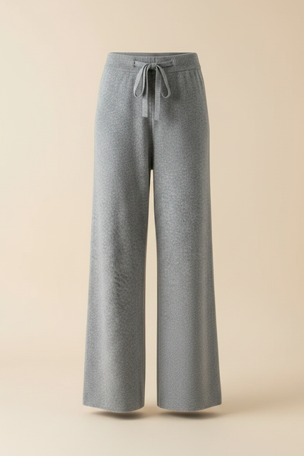 Pantalon Gris Tricoté Fluide Ample Confortable Femme - Maille - vue 3