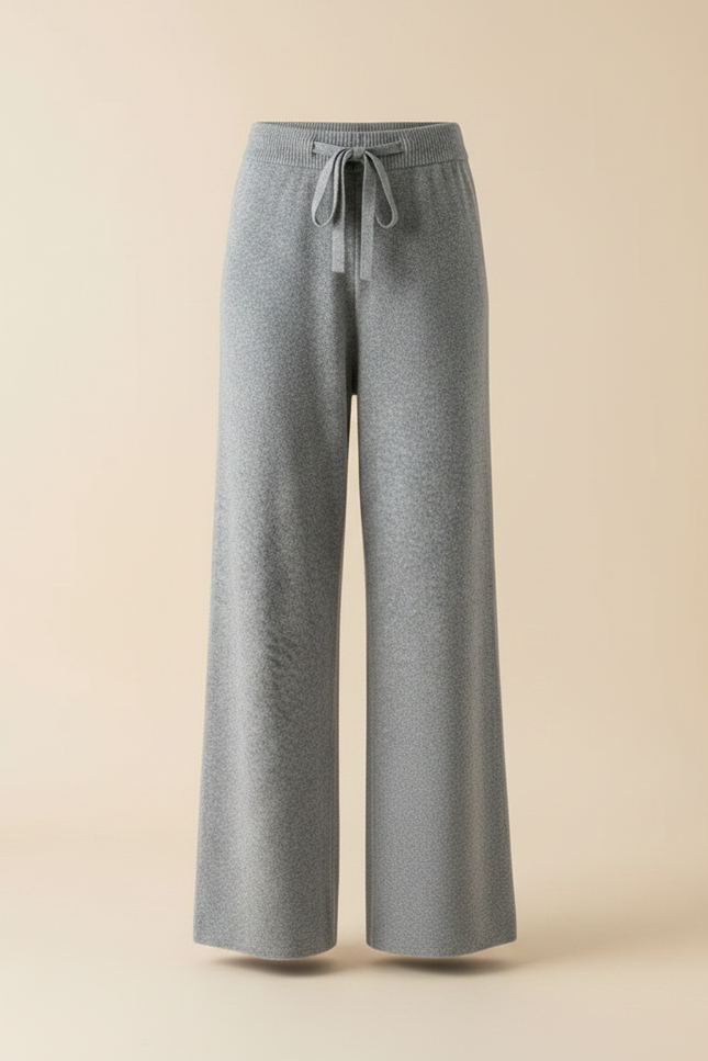 Pantalon Gris Tricoté Fluide Ample Confortable Femme - Maille - vue 3