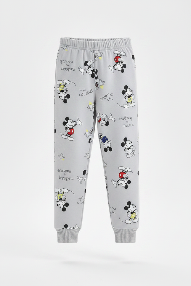 Pantalon Gris Molletonné Imprimé Mickey Enfant Confortable - vue 3