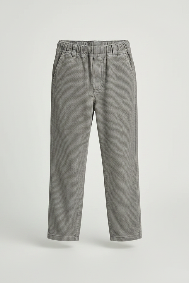 Pantalon Gris Côtelé Enfant Décontracté Ample - Cordé - vue 3