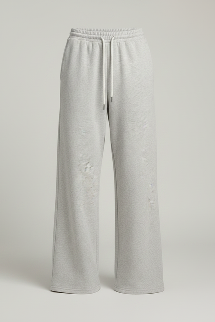 Pantalon Gris Décontracté Ample Molletonné Jambe Large - vue 3