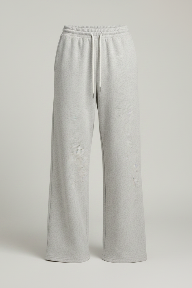 Pantalon Gris Décontracté Ample Molletonné Jambe Large - vue 3