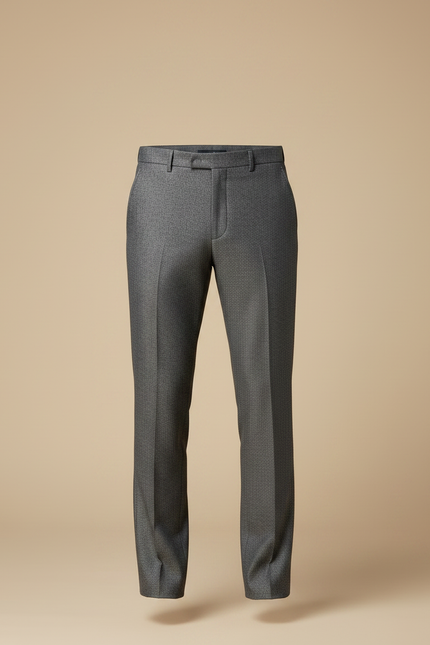 Pantalon Gris Élégant Droit Business Homme Motif Discret - Laine - vue 3