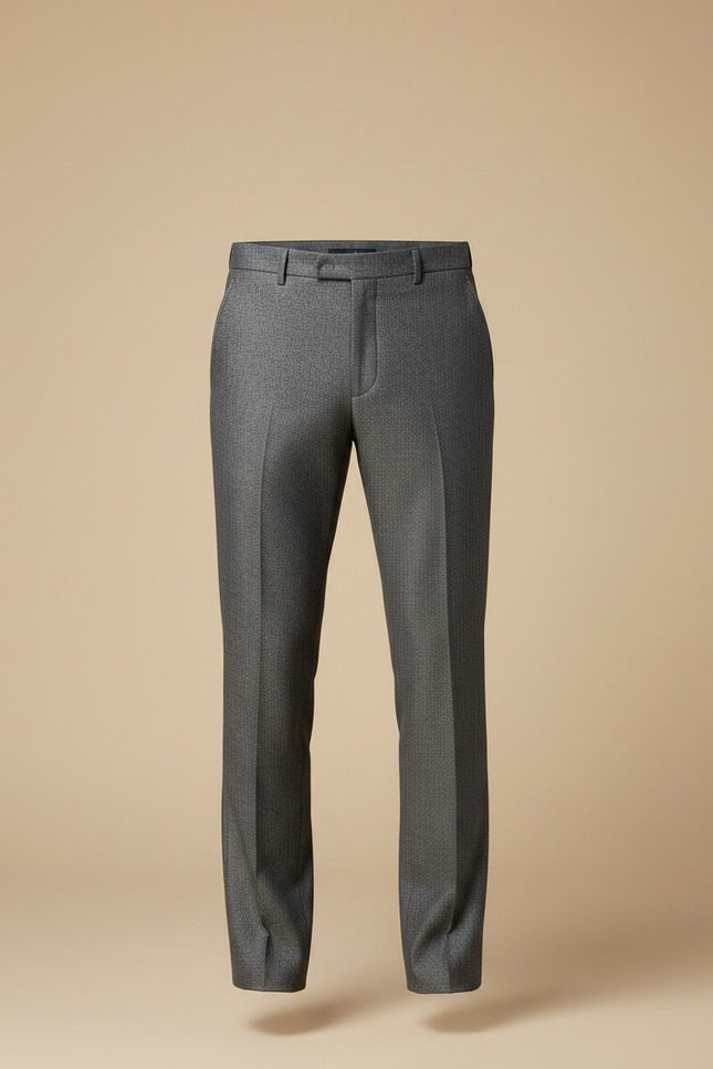 Pantalon Gris Élégant Droit Business Homme Motif Discret - Laine - vue 3