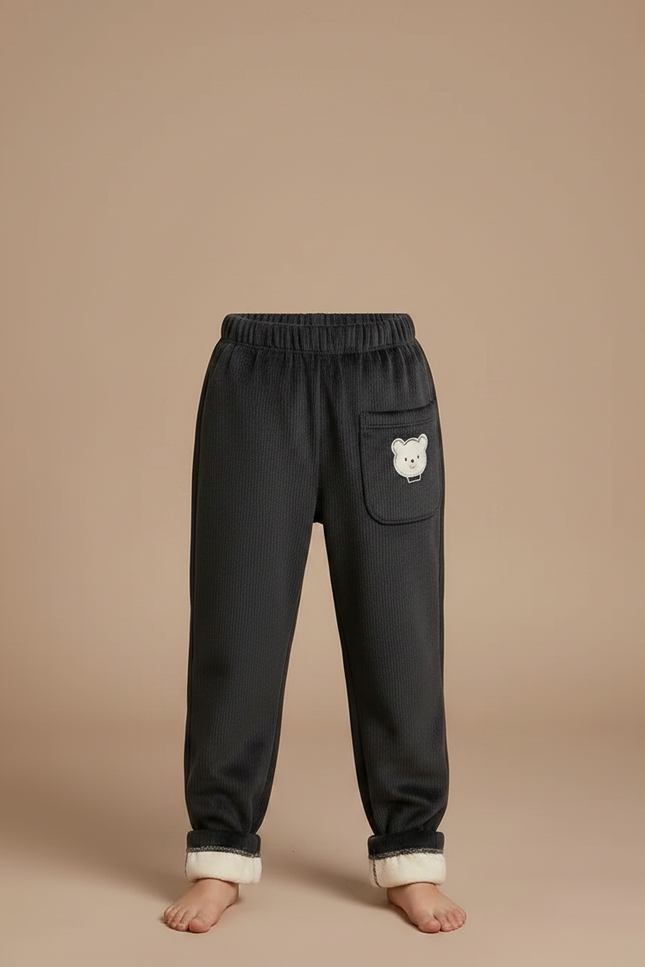 Pantalon Gris Côtelé Ours Hiver Doublé Polaire - Cordé - vue 3
